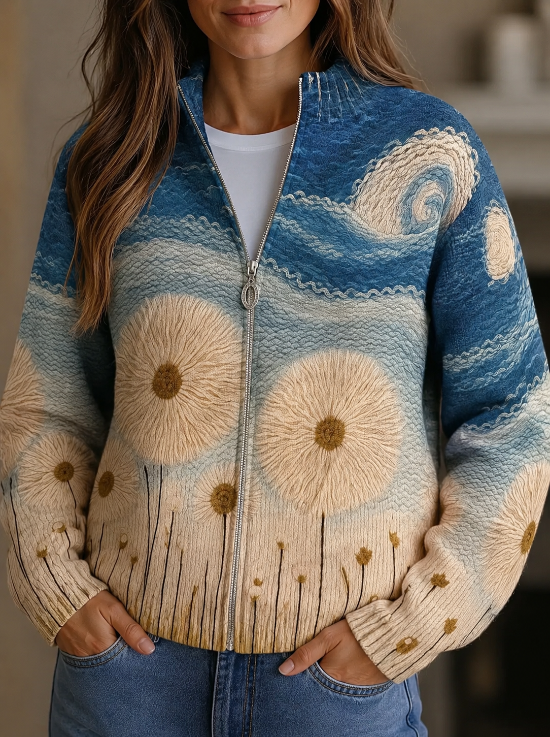 Franka - Cardigan mit Pusteblumen-Muster