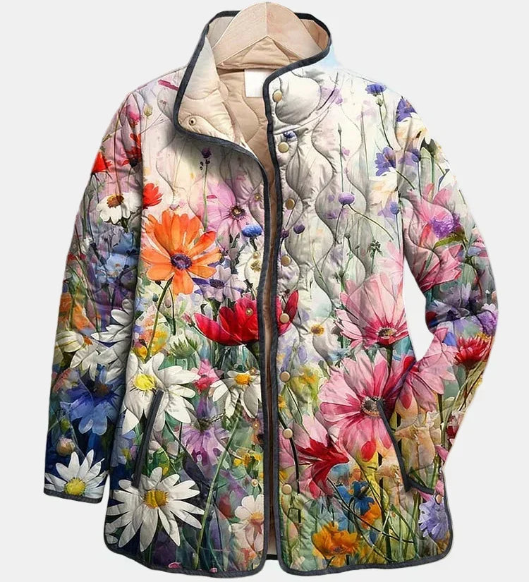 Roswyn - Charmante gesteppte Jacke mit Vintage-Blumendruck