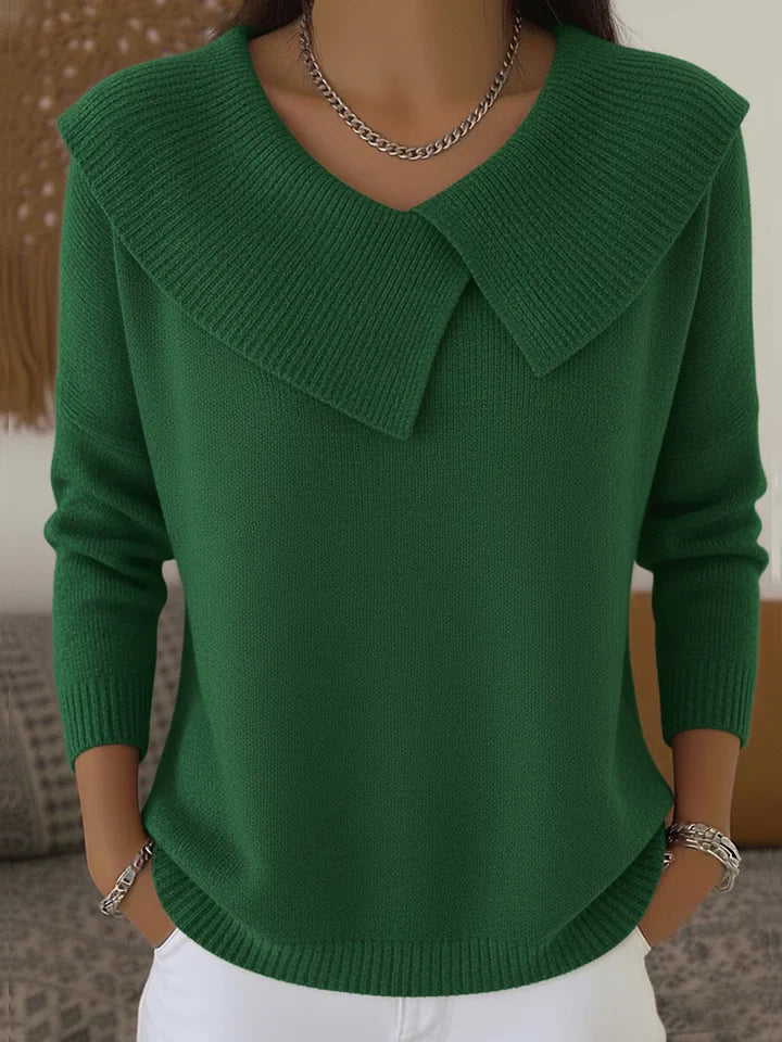 Katrin - Pullover mit auffälligem Kragen in Grün