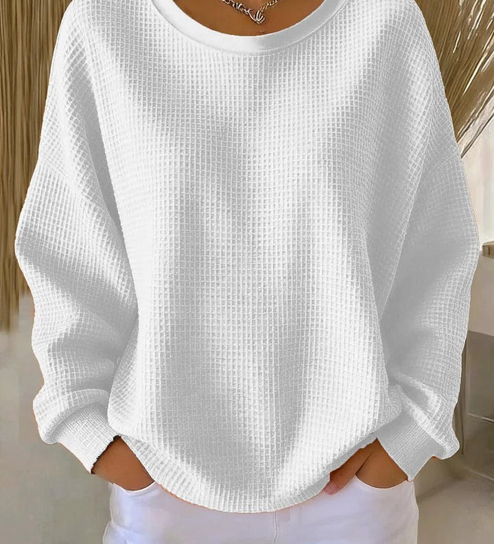 Alexandra - Pullover mit weitem Kragen in Weiß
