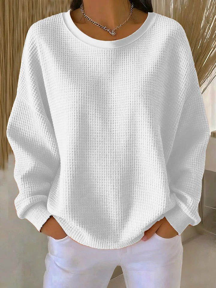 Alexandra - Pullover mit weitem Kragen in Weiß