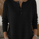 Yvonne - Pullover mit Knopfleiste in Schwarz