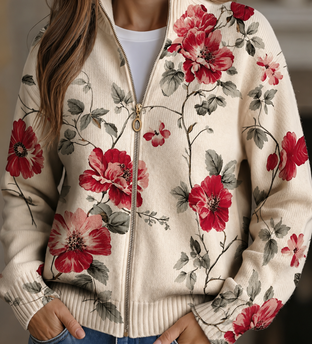 Malin - Cardigan mit Vintage-Rosenmuster
