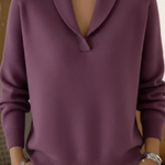 Nicole - Pullover mit V-Ausschnitt und Kragen in Lila