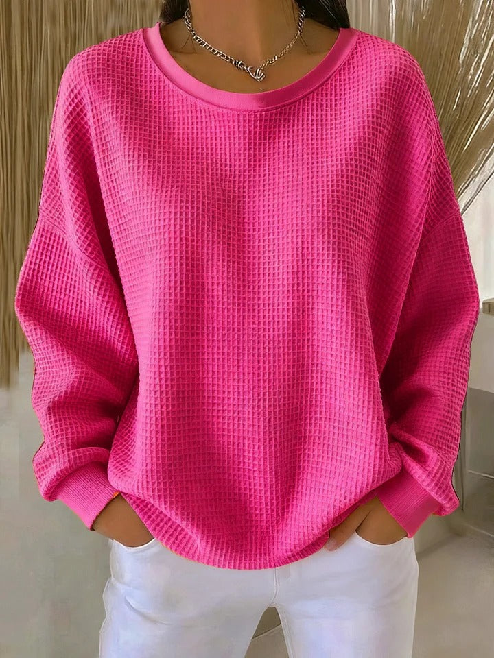 Alexandra - Pullover mit weitem Kragen in Fuchsia
