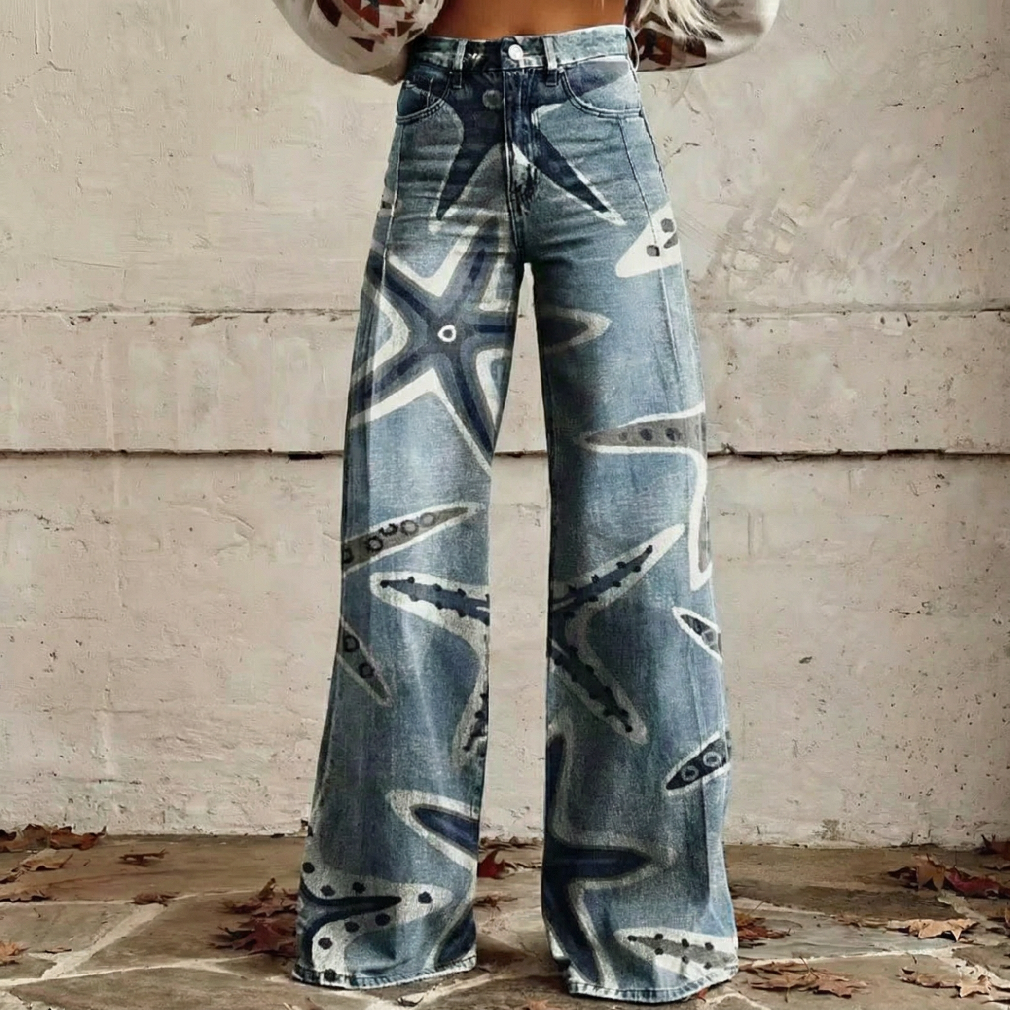 Nina - Boho-Hose mit maritimem Print