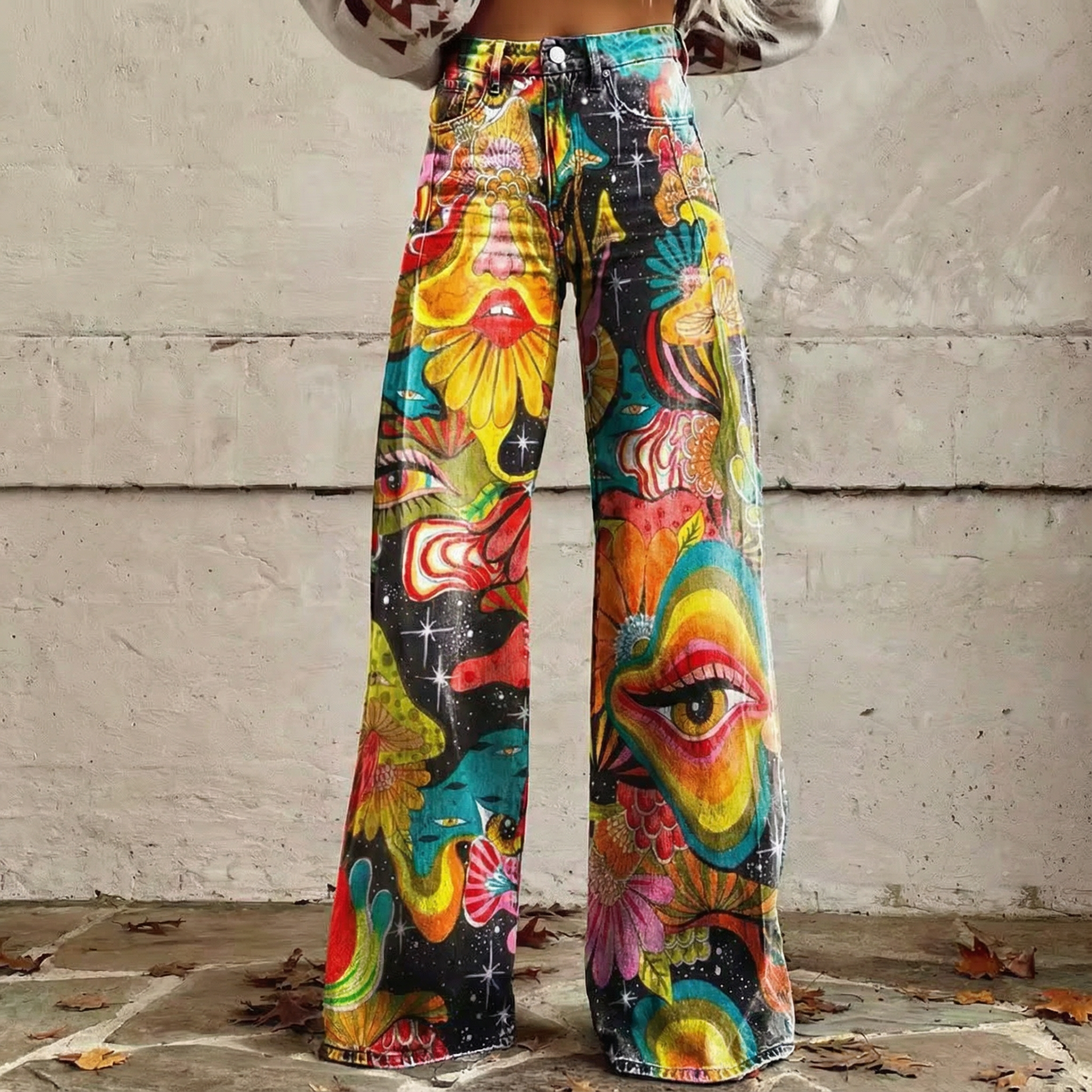 Katja - Weite Boho-Hose in Erdtönen