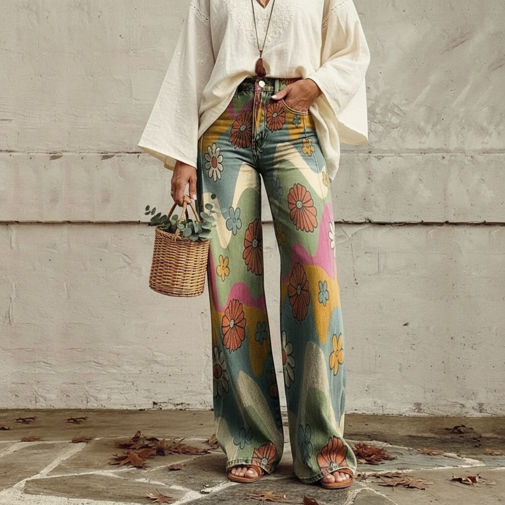 Maike - Boho-Hose mit Blumen-Print