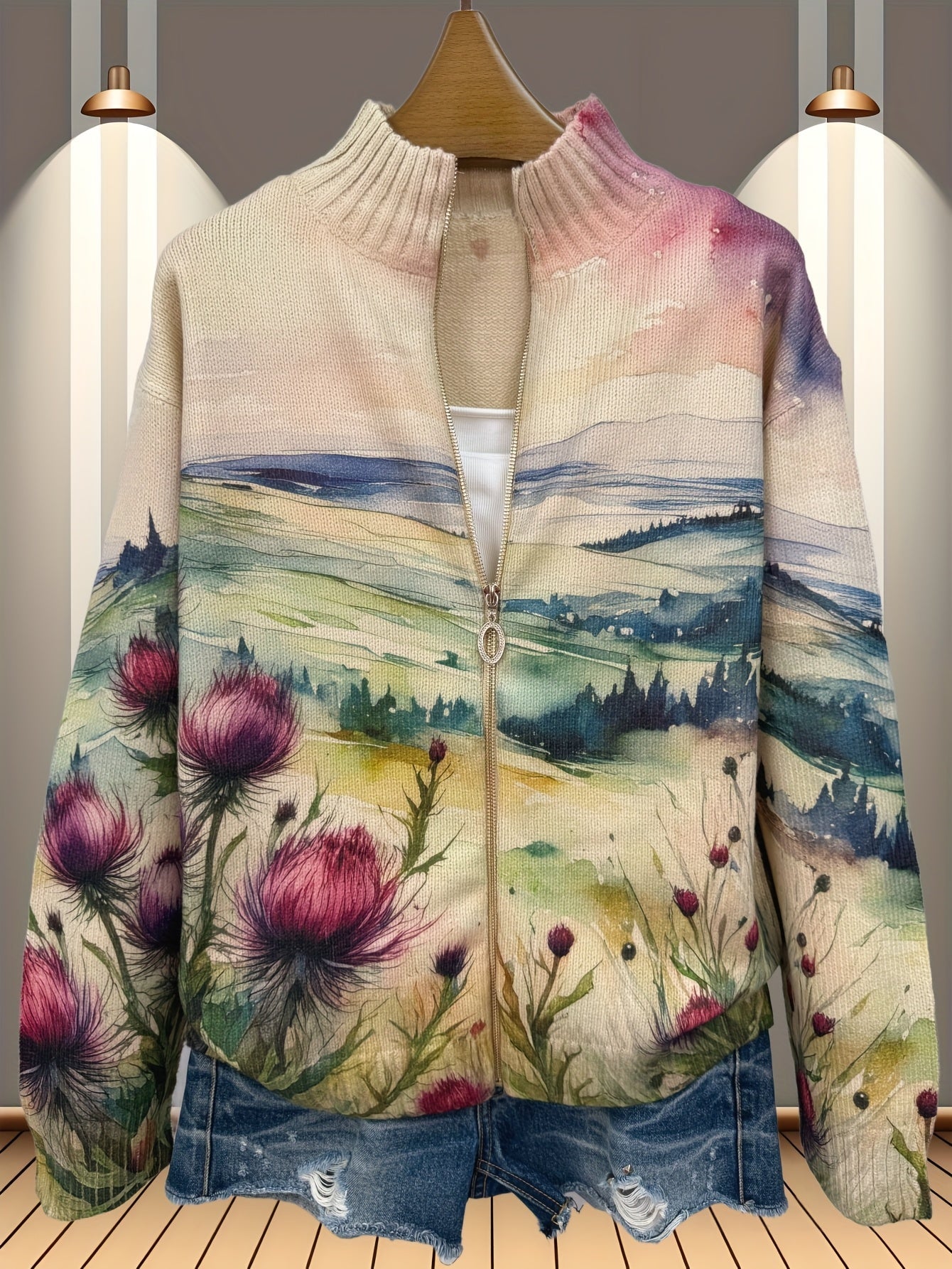 Liana - Cardigan mit Aquarell-Motiv