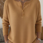 Yvonne - Pullover mit Knopfleiste in Beige
