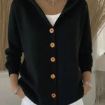 Julia - Strickjacke mit Kapuze in Schwarz