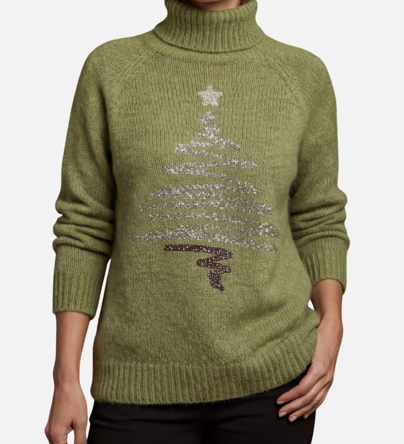 Franziska - Schimmergrüner Rollkragenpullover
