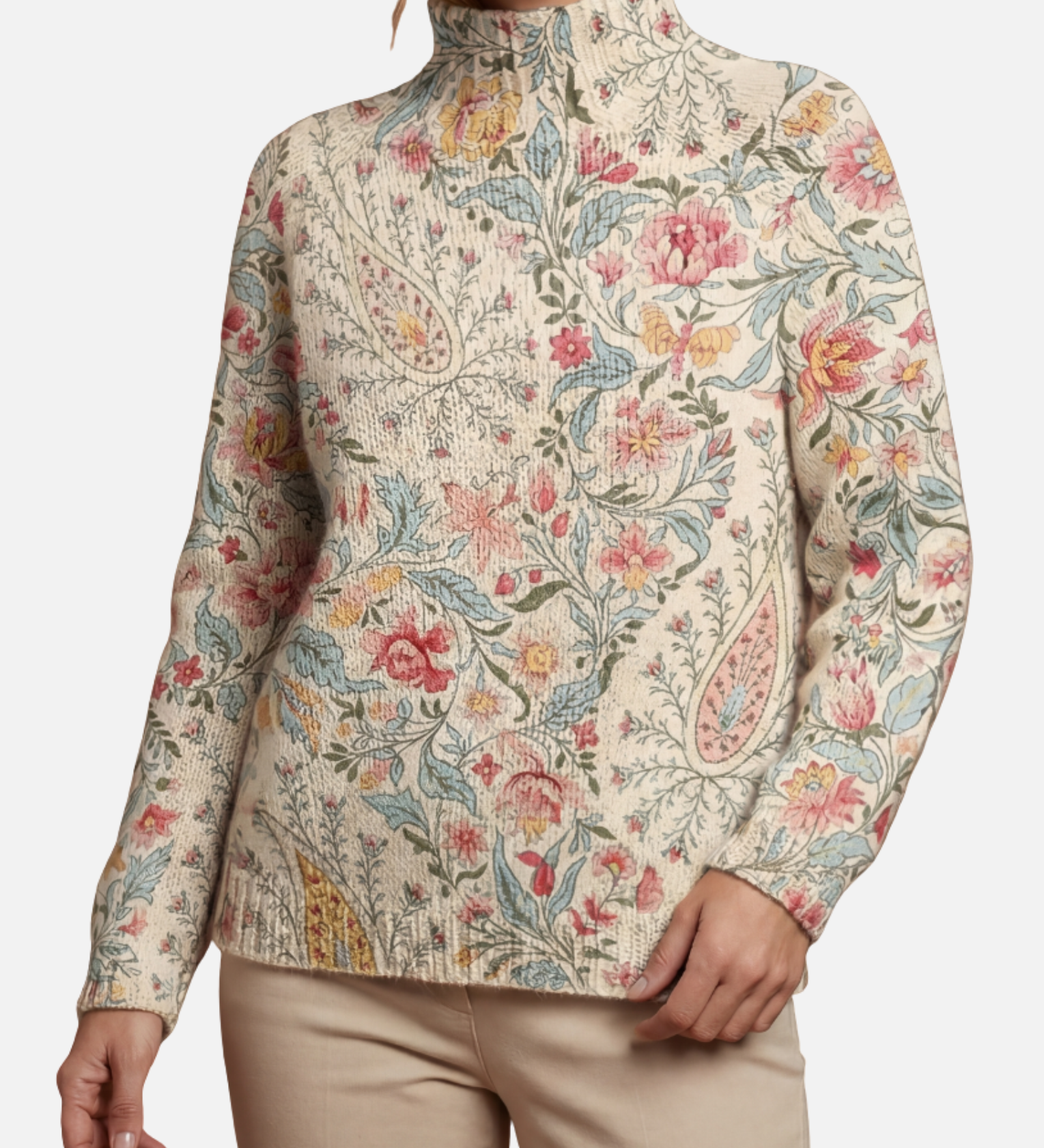Elena - Vintage Paisley-Rollkragenpullover