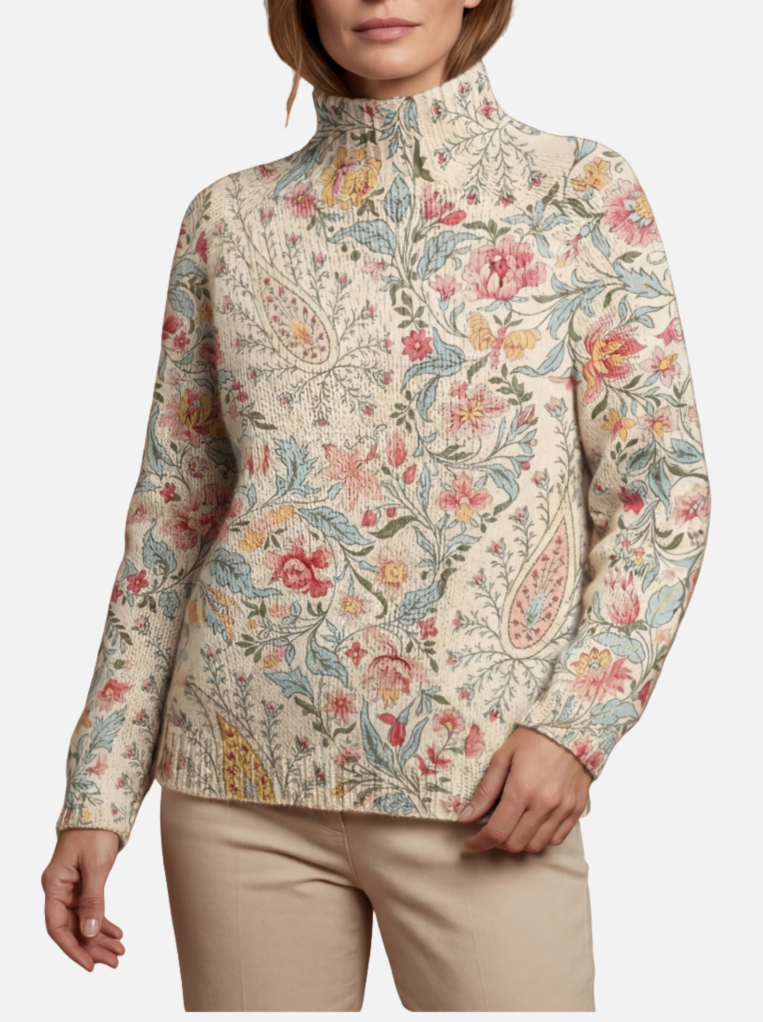 Elena - Vintage Paisley-Rollkragenpullover