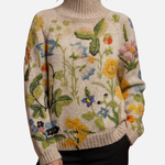 Nina - Gemalter Blumen-Rollkragenpullover