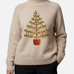 Katharina - Bestickter Bäumchen-Rollkragenpullover