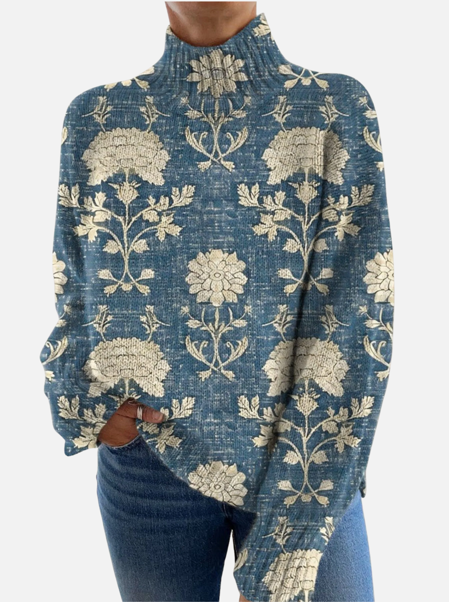 Greta - Klassischer Botanik-Rollkragenpullover