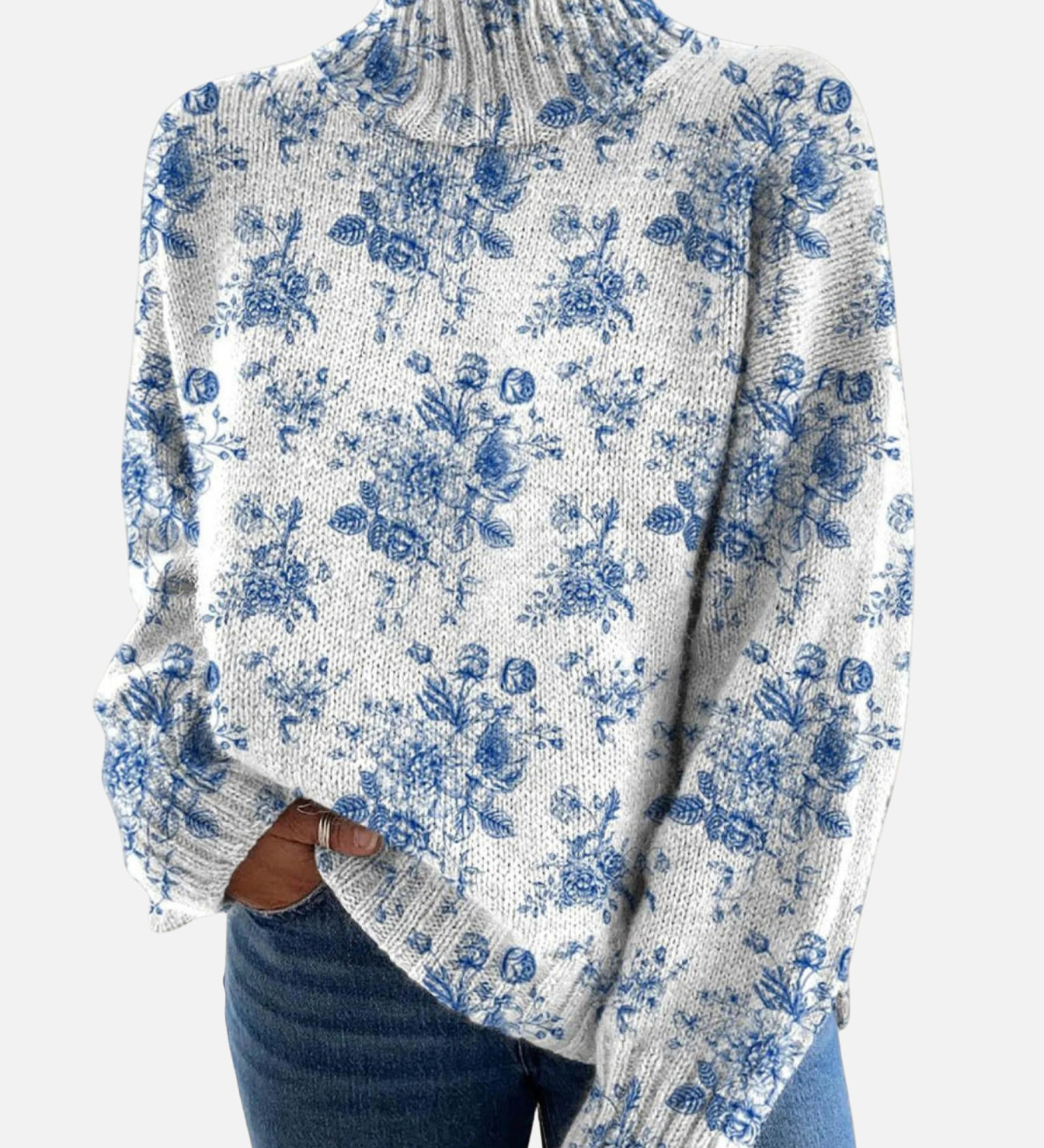Frida - Klassischer Blumen-Rollkragenpullover