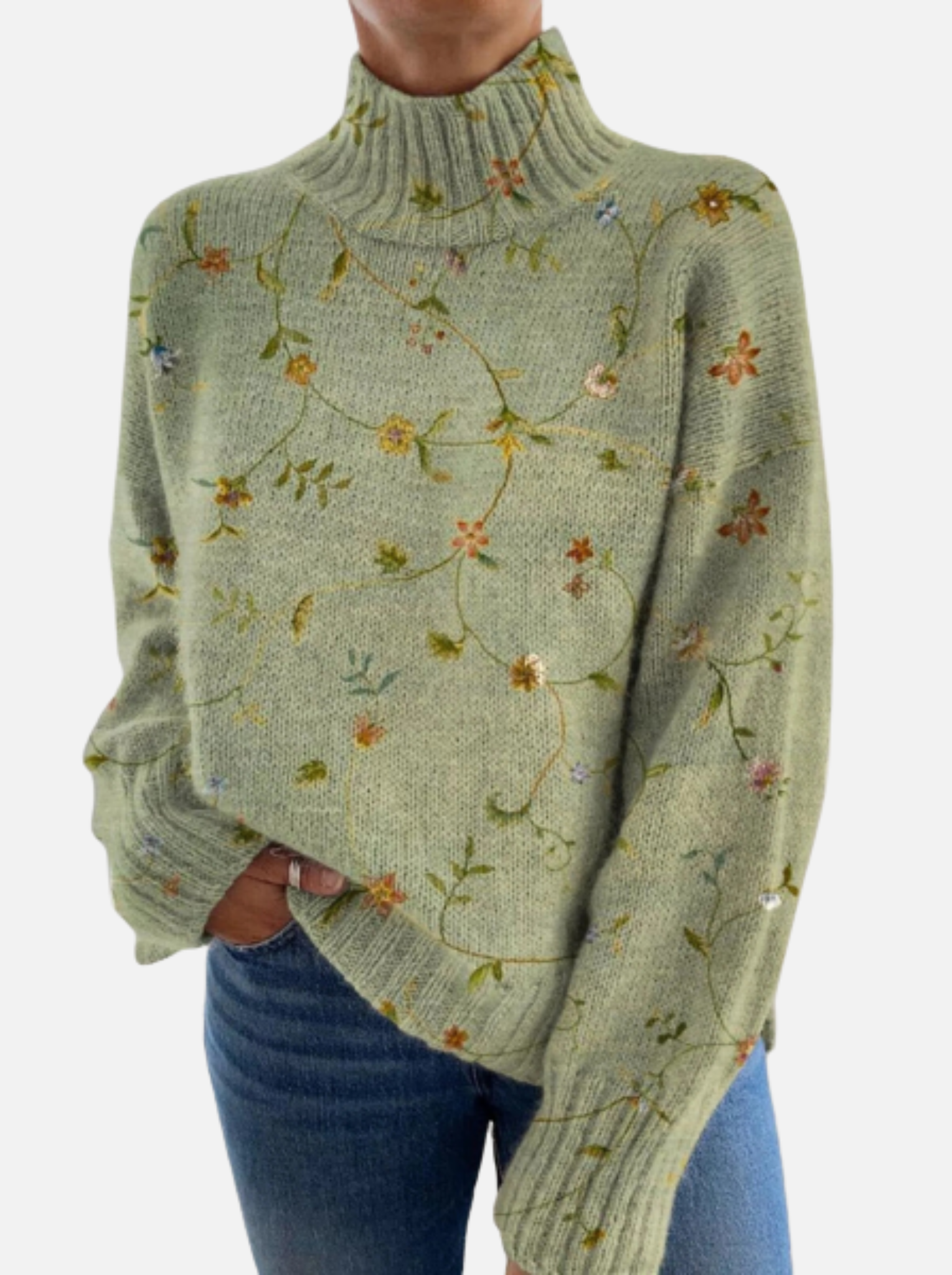 Johanna - Wildblumen-Rollkragenpullover