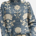 Lea - Blauer Botanik-Rollkragenpullover