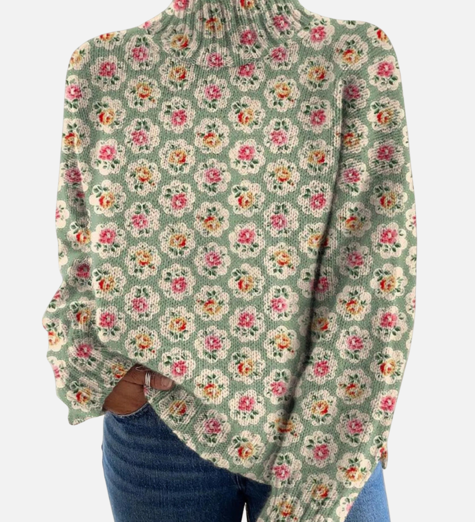 Marie - Bunter Blumen-Rollkragenpullover
