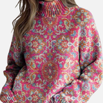 Emilia - Lebendiger Blumen-Rollkragenpullover