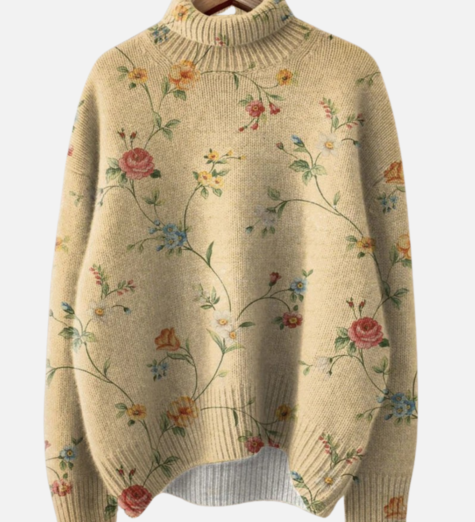 Hanna - Romantischer Blumen-Rollkragenpullover