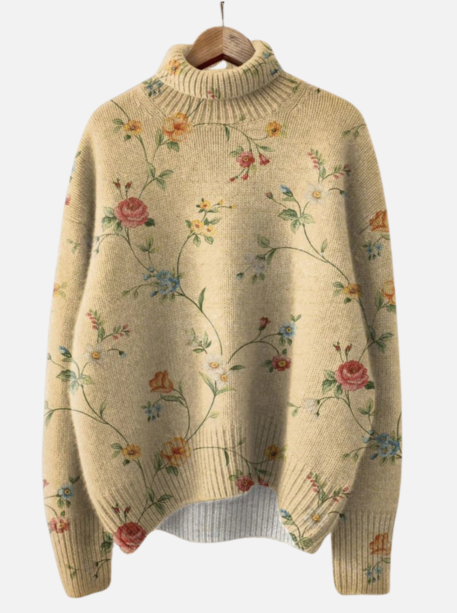 Hanna - Romantischer Blumen-Rollkragenpullover