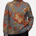 Ronja - Goldener Blumen-Rollkragenpullover