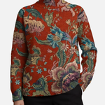 Ida - Terrakotta Blumen-Rollkragenpullover