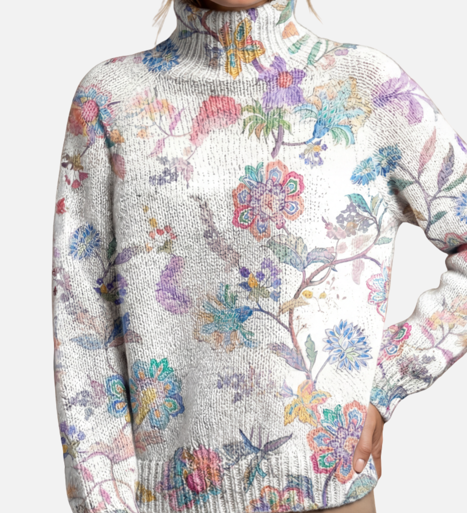 Helena - Pastell Blumen-Rollkragenpullover