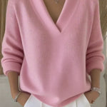 Katharina - Pullover mit tiefem V-Ausschnitt in Rosa