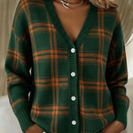 Petra - Karierte Strickjacke in Grün