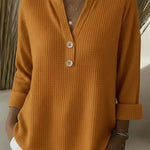 Nina - Strukturierter Pullover mit Knöpfen in Orange
