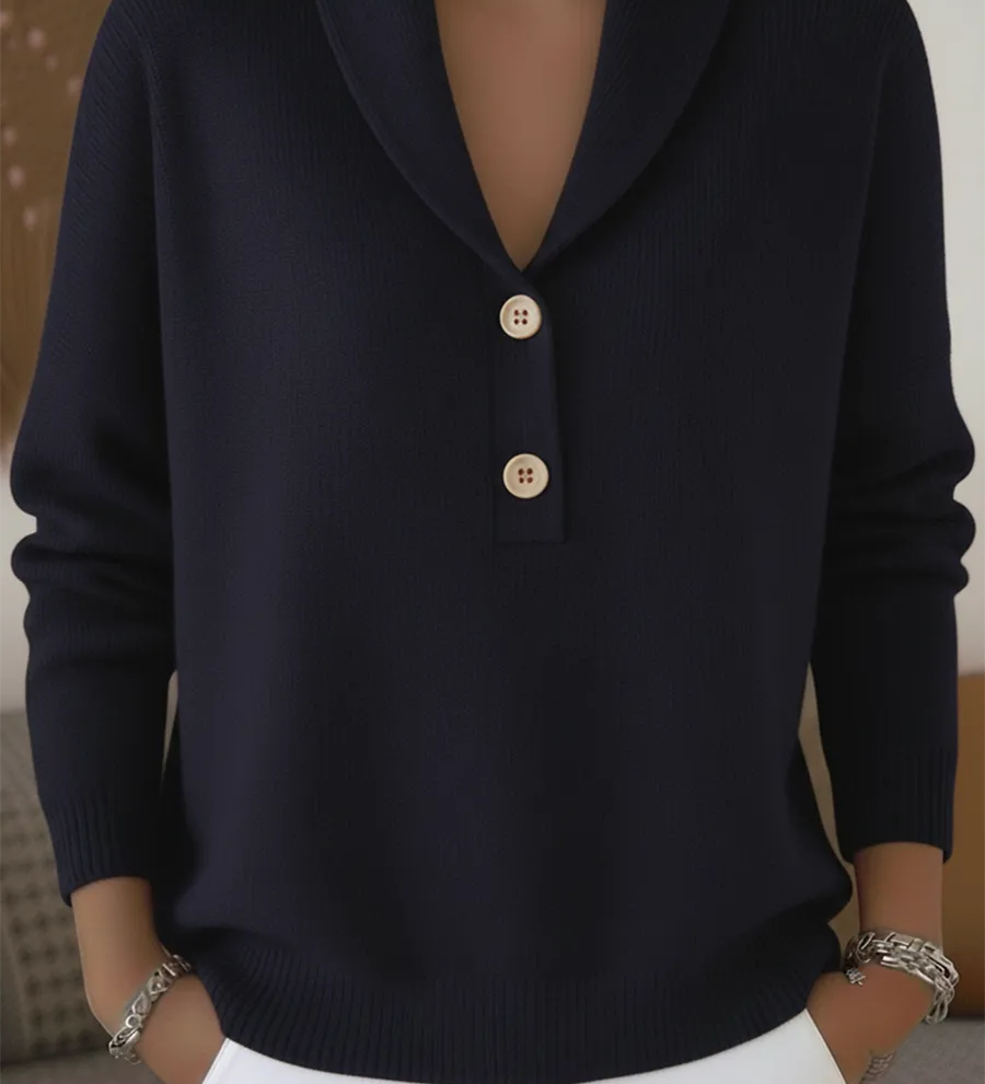 Christina - Pullover mit Schalkragen in Marineblau