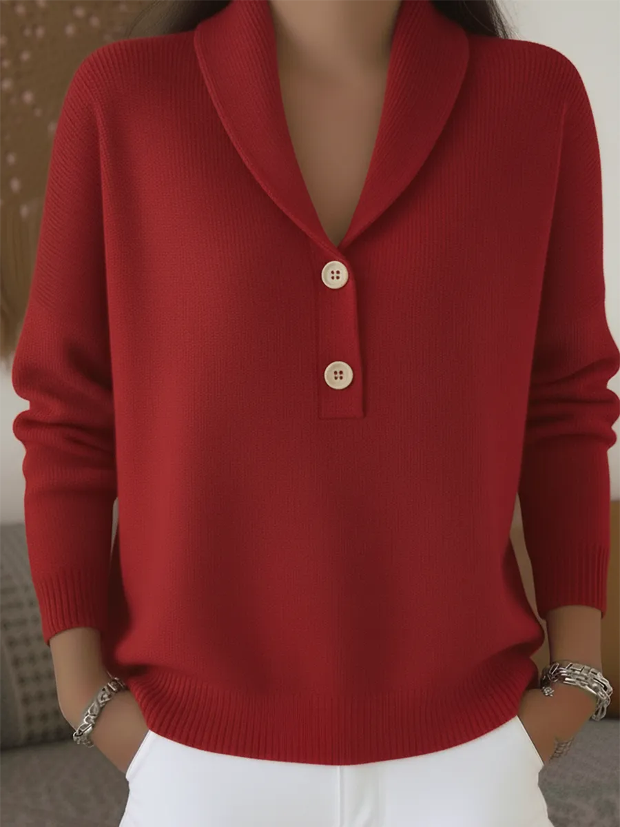 Christina - Pullover mit Schalkragen in Rot