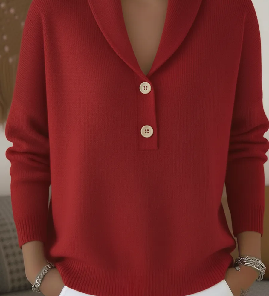 Christina - Pullover mit Schalkragen in Rot