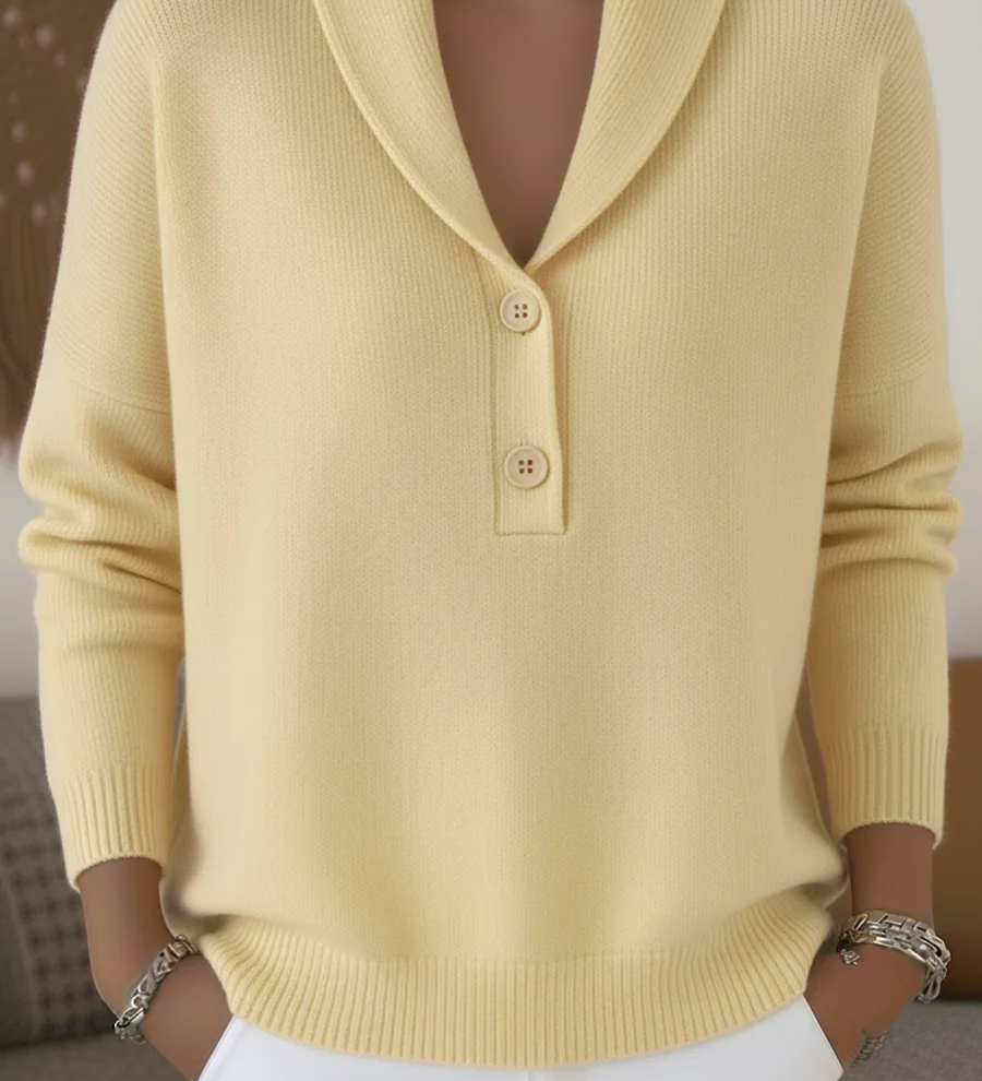 Christina - Pullover mit Schalkragen in Gelb