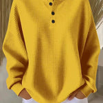 Katja - Lockerer Pullover mit Knopfleiste in Gelb
