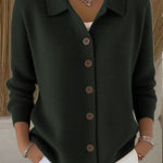 Britta - Strickjacke mit Kragen in Grün