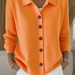 Britta - Strickjacke mit Kragen in Orange