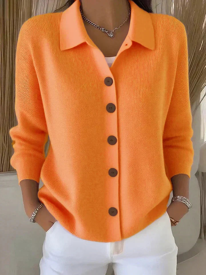Britta - Strickjacke mit Kragen in Orange