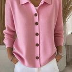 Britta - Strickjacke mit Kragen in Rosa