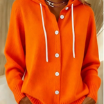 Martina - Kapuzen-Strickjacke mit Knöpfen in Orange