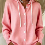 Martina - Kapuzen-Strickjacke mit Knöpfen in Rosa