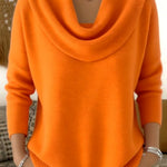 Claudia - Pullover mit Wasserfallkragen in Orange