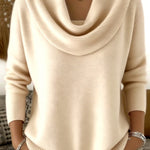 Claudia - Pullover mit Wasserfallkragen in Beige