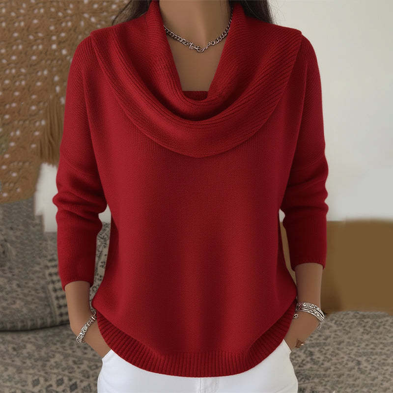 Claudia - Pullover mit Wasserfallkragen in Rot