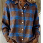 Gitta - Zweifarbige karierte Strickjacke