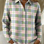 Elke - Karierte Strickjacke in Pastell